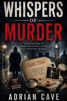 Dark mystery and paranormal books collection featuring twenty detective cases filled with murder, psychological suspense, cold cases, serial killers, cryptic clues, hidden conspiracies, graveyards, abandoned buildings, and eerie paranormal undertones. Whispers of Murder by Adrian Cave blends atmospheric British-inspired crime fiction with twisted mysteries and shocking revelations